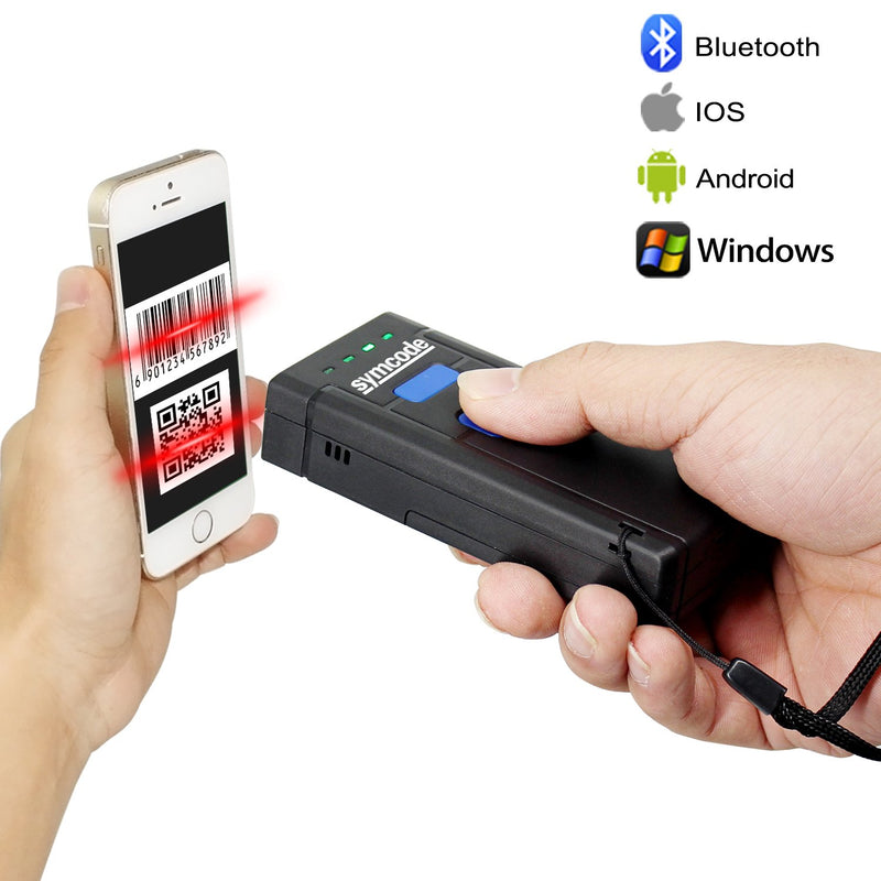[Australia - AusPower] - Symcode 2D QR Bluetooth Barcode Scanner, 1D 2D Mini Wireless Handheld CMOS Barcode Scanner Reader with Bluetooth 4.0 & 2.4G Wireless Connection, Portable Barcode Reader Compatible for QR PDF417 Dat 2D Barcode Scanner 
