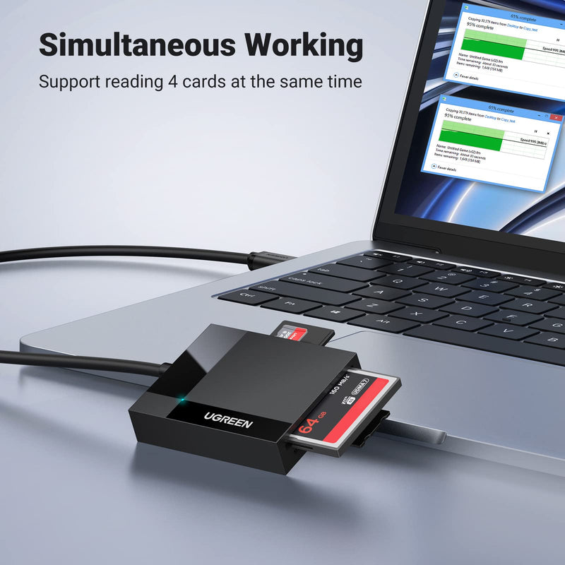 [Australia - AusPower] - UGREEN SD Card Reader 4 in 1 Multi USB 3.0 Micro SD Memory Card Adapter for External Camera Photo SD SDXC SDHC TF MicroSD Micro SDXC Micro SDHC MS CF Compact Flash UHS-I Cards for PC Computer Mac 