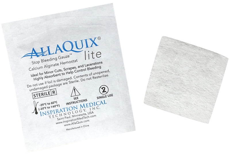 [Australia - AusPower] - AllaQuix Lite Stop Bleeding Gauze - Calcium Alginate Wound Dressing (X-Large 4-inch Square) First Aid Hemostatic Gauze (Blood Clotting Bandage) - Box of 10 