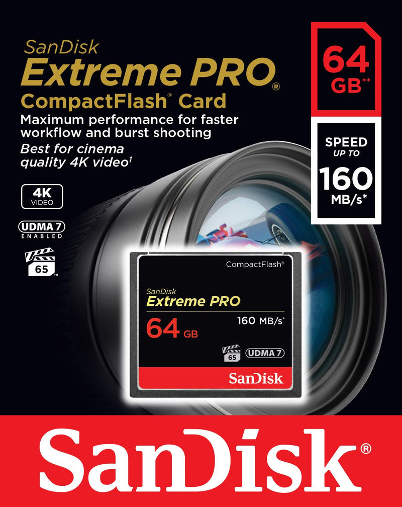 [Australia - AusPower] - SanDisk 64GB Extreme PRO Compact Flash Memory Card UDMA 7 Speed Up To 160MB/s - SDCFXPS-064G-X46 