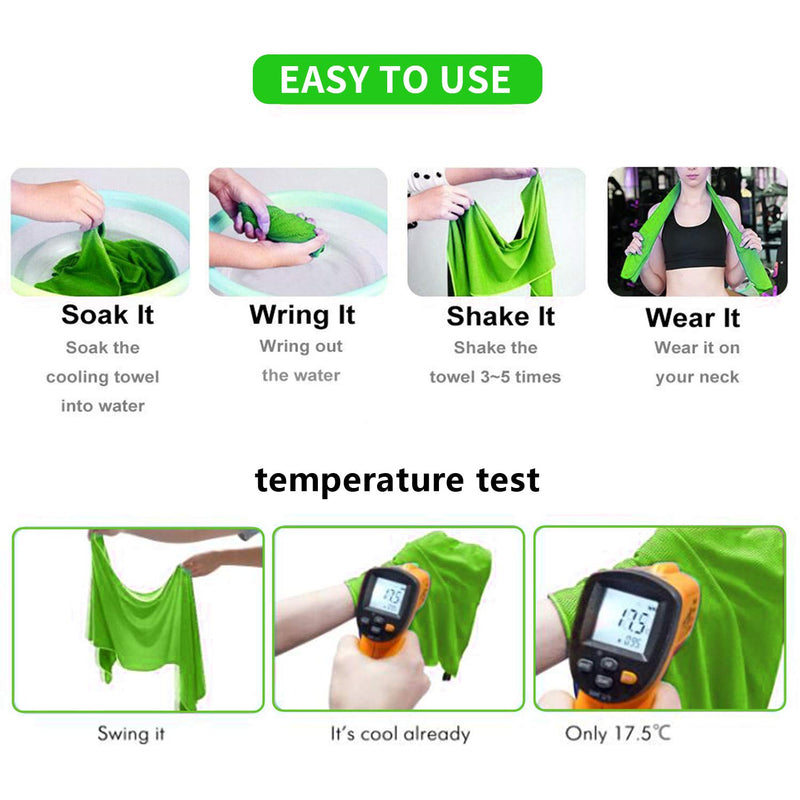 [Australia - AusPower] - [4 Pack] Cooling Towel (40"x12"), Ice Towel, Soft Breathable Chilly Towel, Microfiber Towel for Yoga, Sport, Running, Gym, Workout,Camping, Fitness, Workout & More Activities Blue/Grey/Green/Pink 
