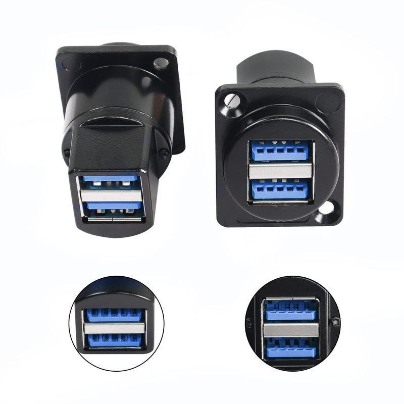 [Australia - AusPower] - QIANRENON Dual USB 3.0 D Panel Mount Solderless Connector, USB 3.0 Female to Female Coupler Socket Panel Mount Pass Through Adapter，Fixed Panel Front and Rear Straight USB Extender 