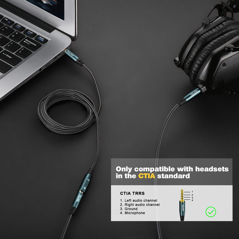 [Australia - AusPower] - SOLMIMI Headphone Extension Cable, 8 Feet 3.5mm TRRS 4 Pole Male to Female Extension Cable with Microphone Stereo Audio for Phones, Gaming Headsets, TV, Laptop, PC, Car Audio, Speakers, MP3(8FT/2.4M) 8FT/2.4M 