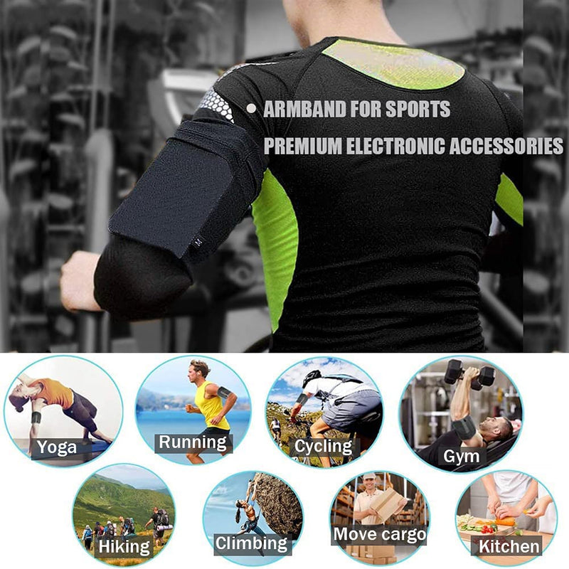 [Australia - AusPower] - Universal Sports Armband for All Phones. Cell Phone Armband for Running, Fitness and Gym Workouts (iPhone 7/8 plus/8/7 plus/6/X/6s, Samsung s7/s8 Plus/Galaxy s9/s8/j7/9 Plus/s8 Plus, etc) All Black, L Large 