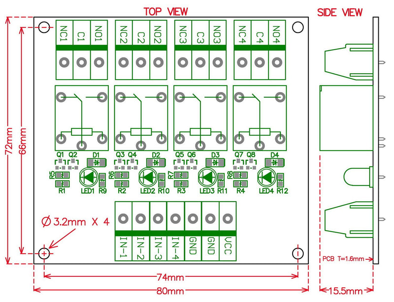 [Australia - AusPower] - Electronics-Salon 4 SPDT 10Amp Power Relay Module, DC 24V Version. 