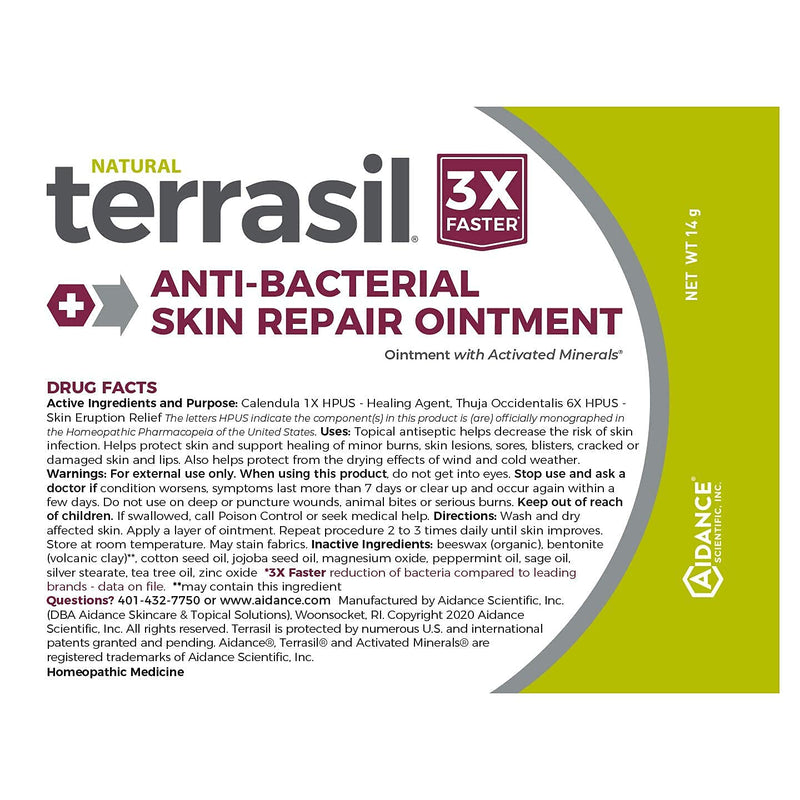 [Australia - AusPower] - Antibacterial Skin Repair, 3X Faster Natural Ingredients for Treatment of Fissures Folliculitis Angular Cheilitis Impetigo Chilblains Lichen Sclerosus Cellulitis by Terrasil (14 Gram) 