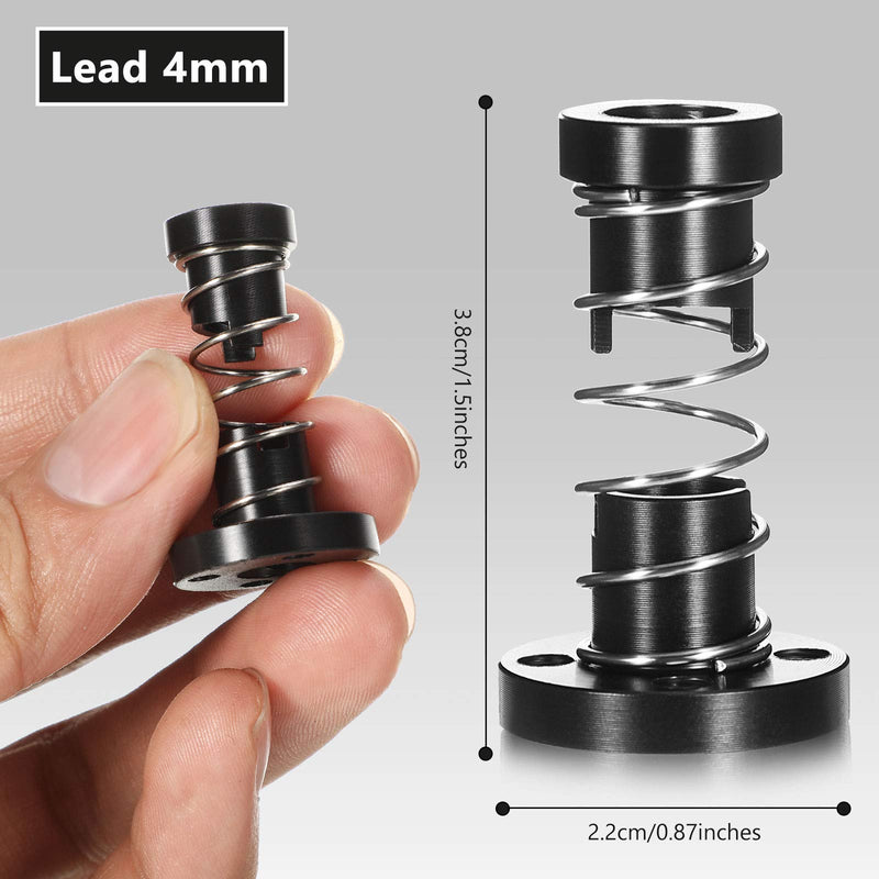[Australia - AusPower] - 4 Pieces Anti Backlash Nuts, T8 POM Elimination Gap Spring Loaded Nut, 3D Printer Accessories, Acme Threaded Rod (Pitch 2 mm,  4 mm) 