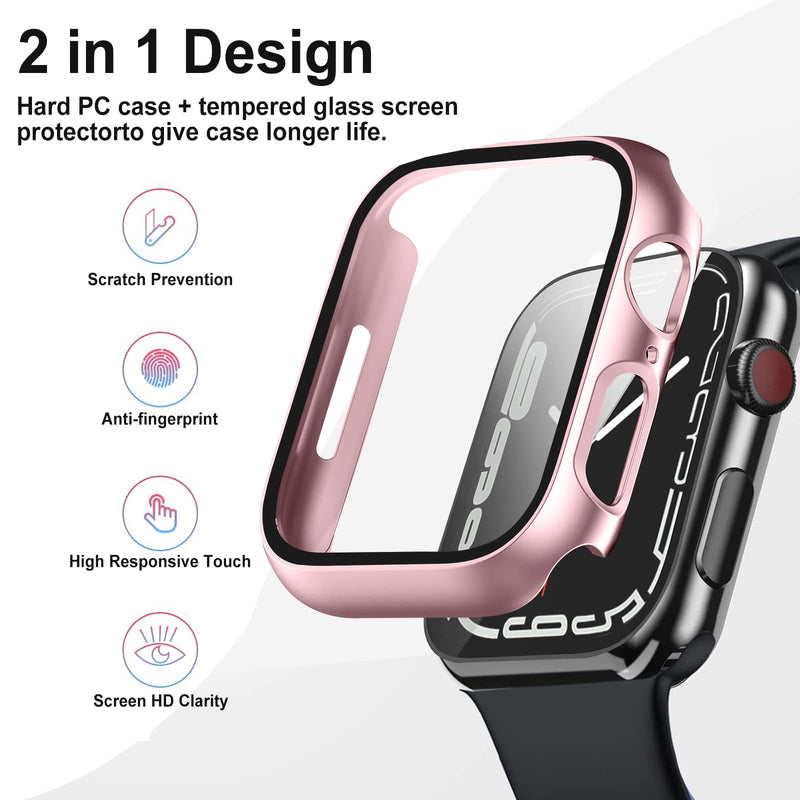 [Australia - AusPower] - Hard PC Case for Apple Watch Series 4/5/6/SE 44mm, Built-in Screen Protector Anti Fingerprint Scratch Resistant iWatch Series Full Coverage Cover for Women Men，Rose Gold 44mm Rose Gold 