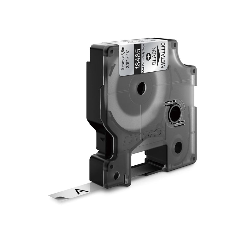 [Australia - AusPower] - DYMO Industrial Permanent Labels for DYMO LabelWriter and Industrial RhinoPro Label Makers, Black on Metallic, 3/8", 1 Roll (18485), DYMO Authentic 
