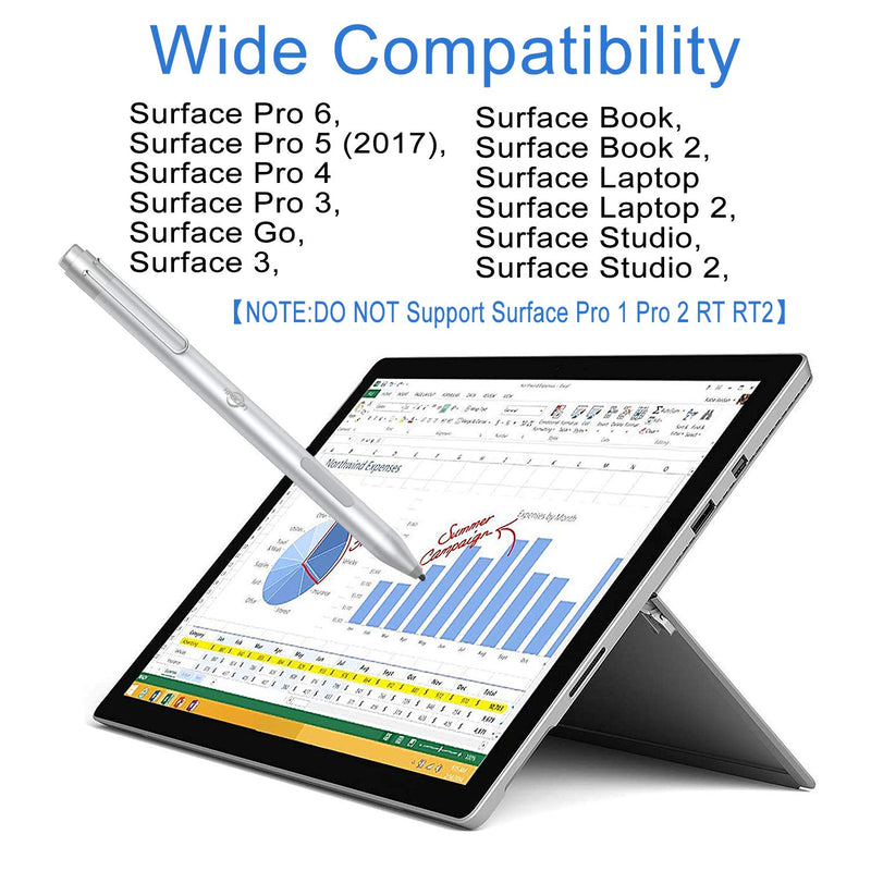[Australia - AusPower] - Pen for Surface,1.5mm Fine Point 1024 Active Capacitive Stylus for Microsoft Surface Pro 6,Surface Pro,Surface Pro 3 4,Surface Go,Surface Book Book 2,Surface Laptop Laptop 2,Surface 3,Surface Studio 2 