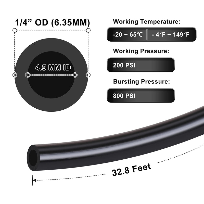 [Australia - AusPower] - Hromee Air Line Tubing 1/4 Inch (6.35MM) OD Pneumatic Nylon Tube 32.8ft 10 Meters Air Hose for Air Brake System 