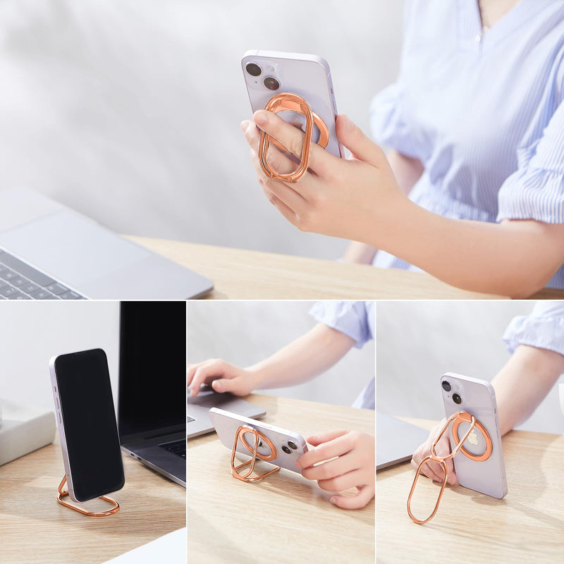 [Australia - AusPower] - Rimyam Magnetic Phone Ring Holder Stand with MagSafe Phone Grip Adjustable Phone Ring Kickstand Mag Safe Accessories for iPhone 14/13/12 Removable for Wireless Charging Rose Gold MAG Rose Gold 