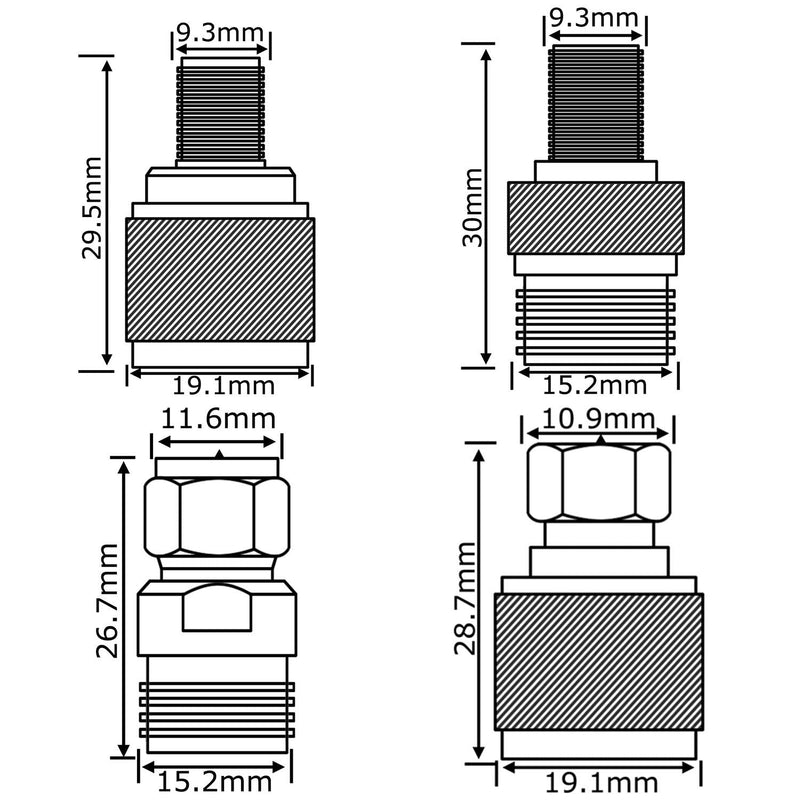 [Australia - AusPower] - onelinkmore N to F Connect to Coax Cable N to F RF Coax Coaxial Adapter Kits N Male Female to F Male Female Straight Nickel-Plated TV Coax Adapter Connector Pack of 4 