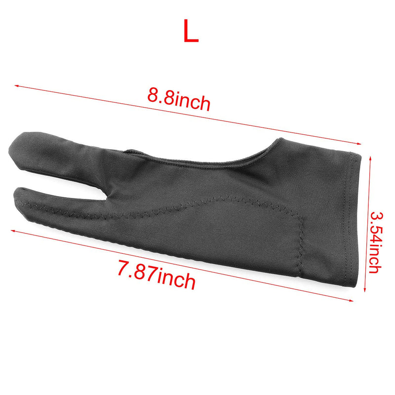 [Australia - AusPower] - ZRM&E Artists Glove 2PCS Black Professional Artist Drawing Gloves with Two Fingers for Tablet Drawing, Displays, Art Painting Larg Size Large 