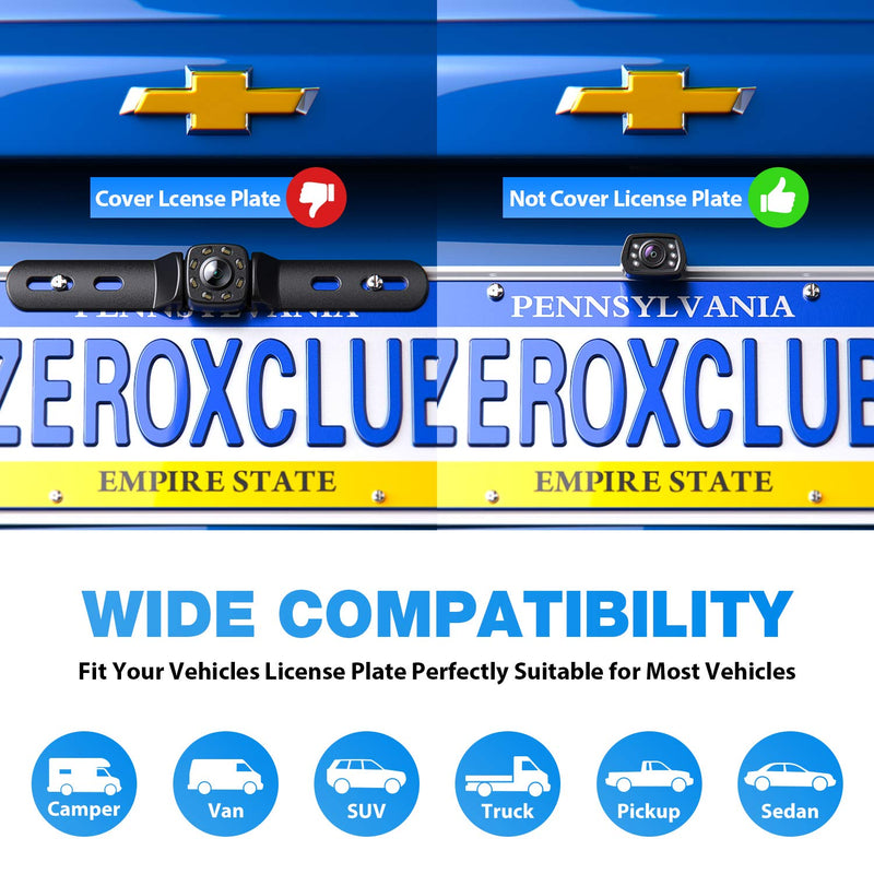 [Australia - AusPower] - ZEROXCLUB 2021 HD Backup Camera for Car Pickup Trucks SUVs Vans RVs License Plate Rearview Reversing Camera Night Vision IP69 Waterproof Wide View-B01 