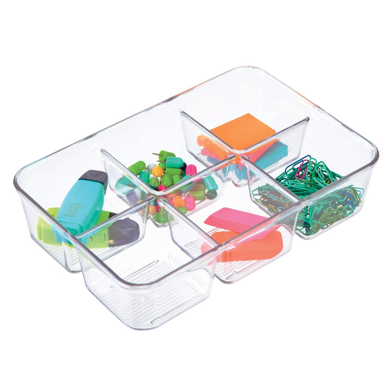 [Australia - AusPower] - iDesign Linus Plastic Divided Packet Organizer, Holder for Condiments, Sugar, Salt, Pepper, Sweeteners, Tea Bags, Spices, 6.5" x 9.5" x 2.25" - Clear 3 Section 