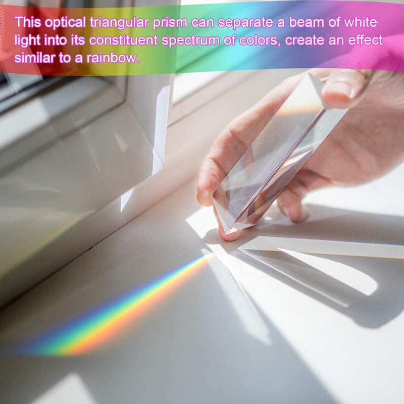 [Australia - AusPower] - Coitak 6 inch Optical Glass Triangular Prism, Crystal Triangular Prism for Teaching Light Spectrum Physics, Photo Photography Prism Tool 