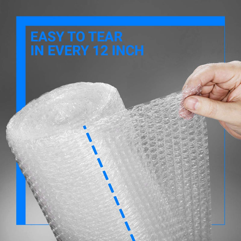 [Australia - AusPower] - 2-Pack Bubble Cushioning Wrap Rolls, 3/16" x 12" x 72' ft Total, Perforated Every 12", 20 Fragile Stickers for Packaging, Shipping, Mailing 2 Rolls: 12 in x 72 ft 
