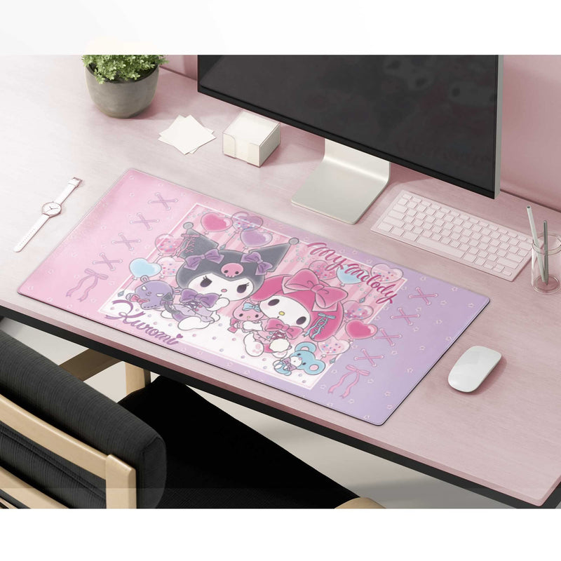 [Australia - AusPower] - Cute Kawaii Extended Gaming Mouse Pad Large Size, Japanese Anime Cartoon Desk Mat, Art Rubber Waterproof Mousepad with Personalized Design for Girls (Melody & Kuro, 35.4"x15.7") 35.4"x15.7" melody & kuro 