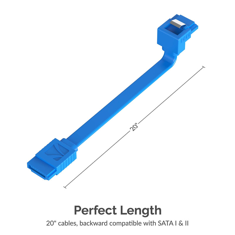 [Australia - AusPower] - SABRENT SATA III (6 Gbit/s) Right Angle Data Cable with Locking Latch for HDD/SSD/CD and DVD Drives (3 Pack 20 Inch) in Blue (CB-SRB3) 