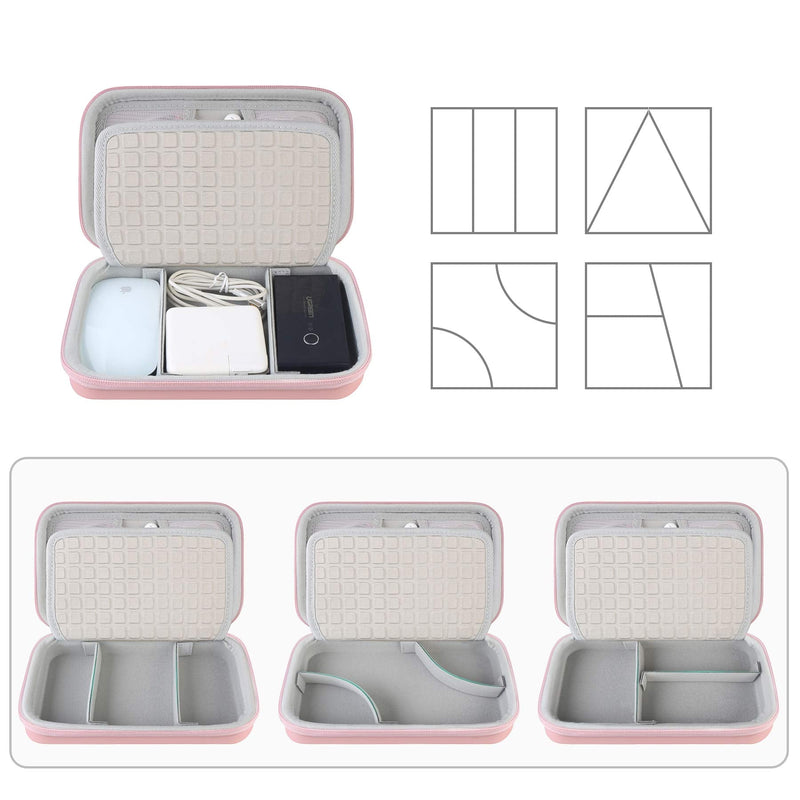 [Australia - AusPower] - Hard Electronic Organizer Travel Case Electronics Accessories Cable Gadget Wire Storage Bag Double Layer Shockproof Box for Charger, Cord, Flash Drive, Apple Pencil, Power Bank, Rose Gold 