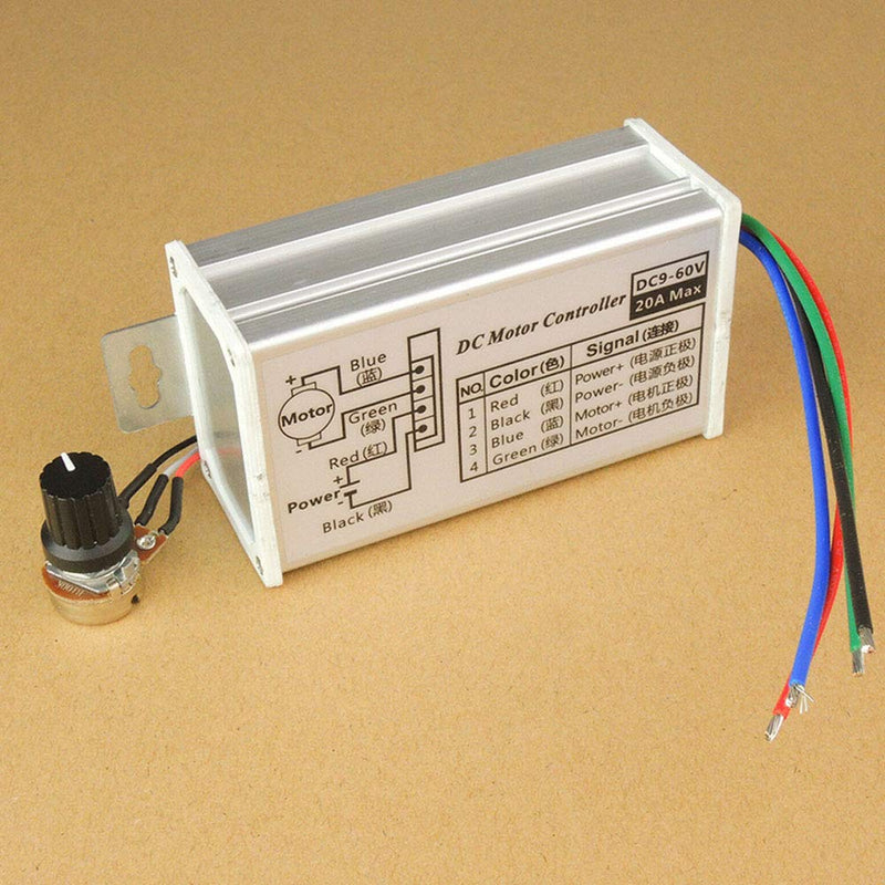 [Australia - AusPower] - Wixine 1Pcs 12V 24V Max 20A PWM DC Motor Stepless Variable Speed Control Controller Switch 