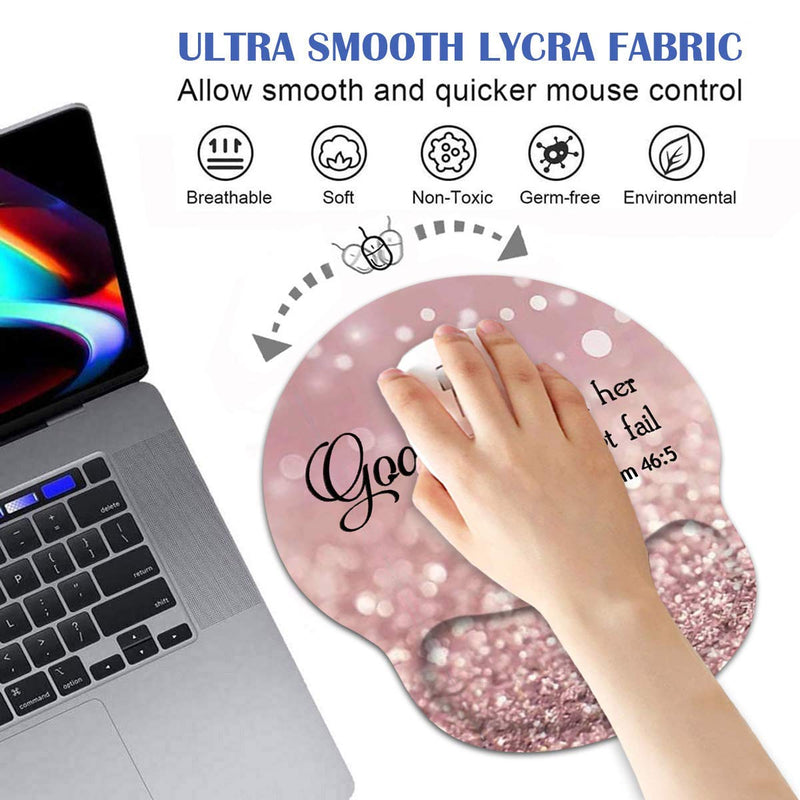[Australia - AusPower] - Ergonomic Mouse Pad Wrist Support and Coffee Coaster, Cute Wrist Rest Pad with Non-Slip PU Base for Home Office Working Studying Easy Typing & Pain Relief, Christian Quote Bible Verse Psalm 46:5 