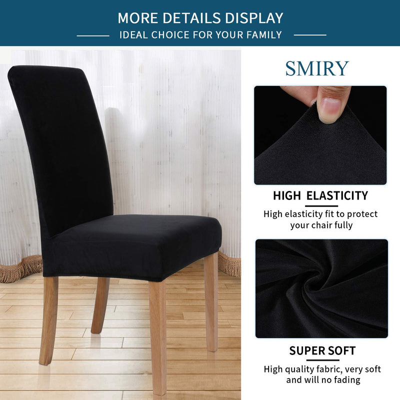 [Australia - AusPower] - Smiry Velvet Stretch Dining Room Chair Covers Soft Removable Dining Chair Slipcovers Set of 2, Black 