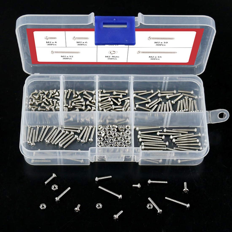 [Australia - AusPower] - Hilitchi 250-Piece [M2] Stainless Steel Hex Socket Button Head Cap Bolts Screws Nuts Assortment Kit (M2) M2 