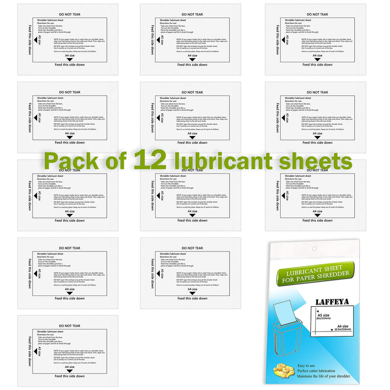 [Australia - AusPower] - laffeya Paper Shredder Sharpening & Lubricant Sheets & Shredder Cleaning Sheets (12 Pack) 12 Pack 