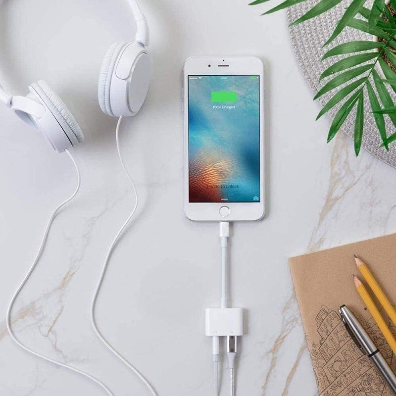 [Australia - AusPower] - Headphone Adapter for iPhone, [Apple MFi Certified] 2 in 1 Lightning to 3.5mm Headphone and Charger Jack Adapter AUX Audio Dongle Compatible with iPhone 13 12 11 11 Pro XS XR X 8 7 6 iPad iPod 