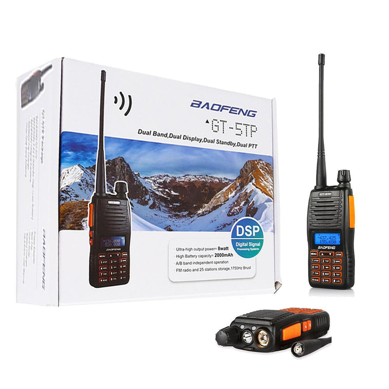 [Australia - AusPower] - BAOFENG GT-5TP 8W/4W/1W Tri-Power Dual Band Radio 144-148MHz 420-450MHz Handheld Two Way Radio Walkie Talkie with Earpiece + 2000mAh Battery + Dual PTT, Long Range for Adults Ham Radio 