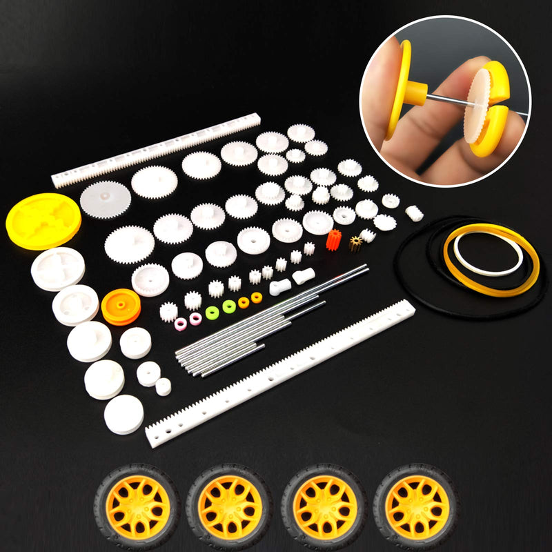 [Australia - AusPower] - 6 Set DC Motors Kit, Mini Electric Hobby Motor 3V -12V 25000 RPM Strong Magnetic with 86Pcs Plastic Gears, 9V Battery Clip Connector,Boat Rocker Switch,Shaft Propeller for DIY Science Projects 