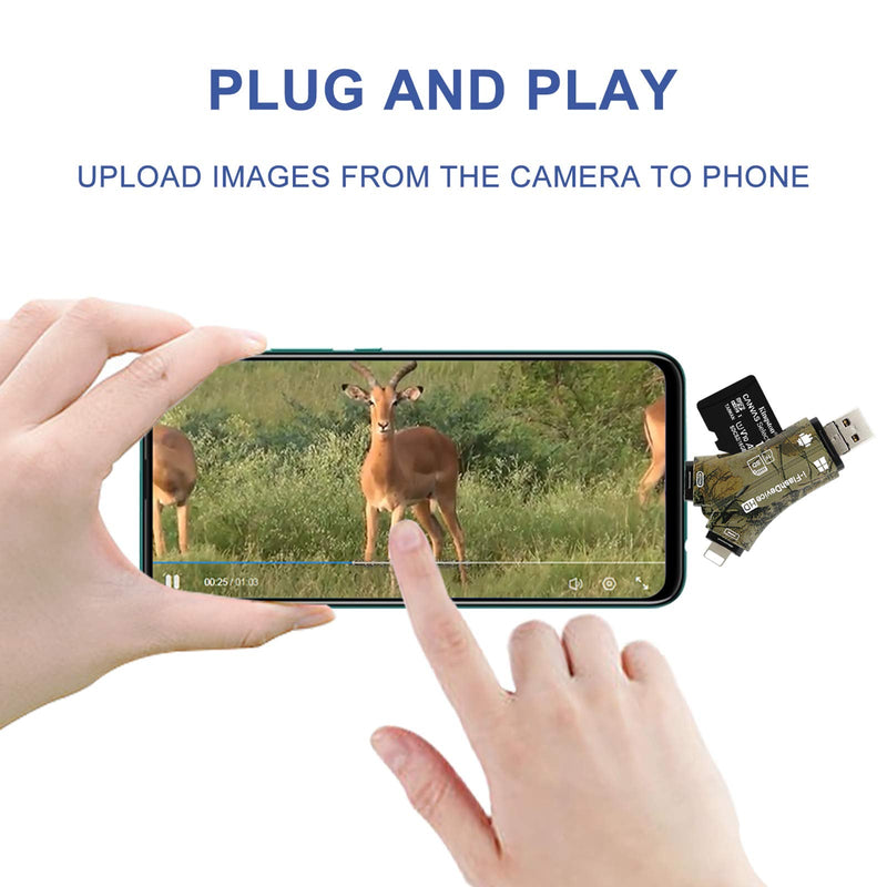 [Australia - AusPower] - Liplasting Trail Camera Viewer SD Card Reader for iPhone iPad Mac & Android, 4 in 1 SD/Micro SD/TF Memory Card Reader Adapter to View Hunting Game Camera Photos or Videos on Smartphone 