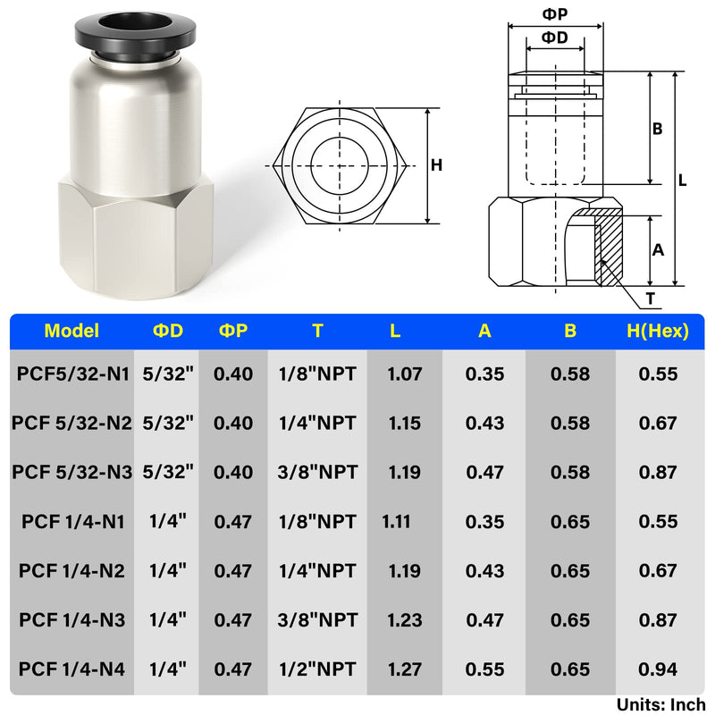 [Australia - AusPower] - TAILONZ PNEUMATIC Female Straight 1/4 Inch Tube OD x 1/8 Inch NPT Thread Push to Connect Fittings PCF-1/4-N1(Pack of 10) 1/4"OD-1/8"NPT 