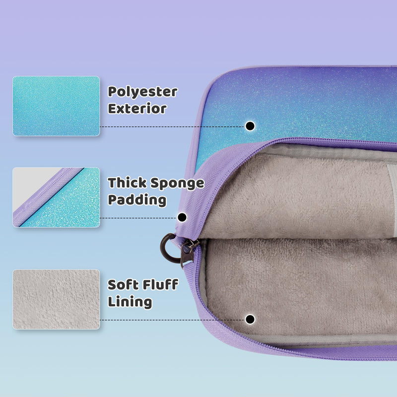 [Australia - AusPower] - Choco Mocha Tablet Bag for Kids（10inch & 12.5inch） 12.5inch（12.5 x 9.8 x 1.3） Glitter-Purple 12.5inch 
