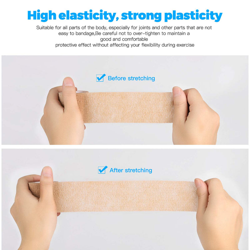 [Australia - AusPower] - Bandage Wrap 16 Pack 2”x 5 Yards Self Adherent Wrap Breathable Self Adhesive Bandage Wrap Rolls Cohesive Bandage Athletic Elastic First Aid Tape for Stretch Athletic, Ankle Sprains, Swelling, Sports Beige 2 Inch (Pack of 16) 