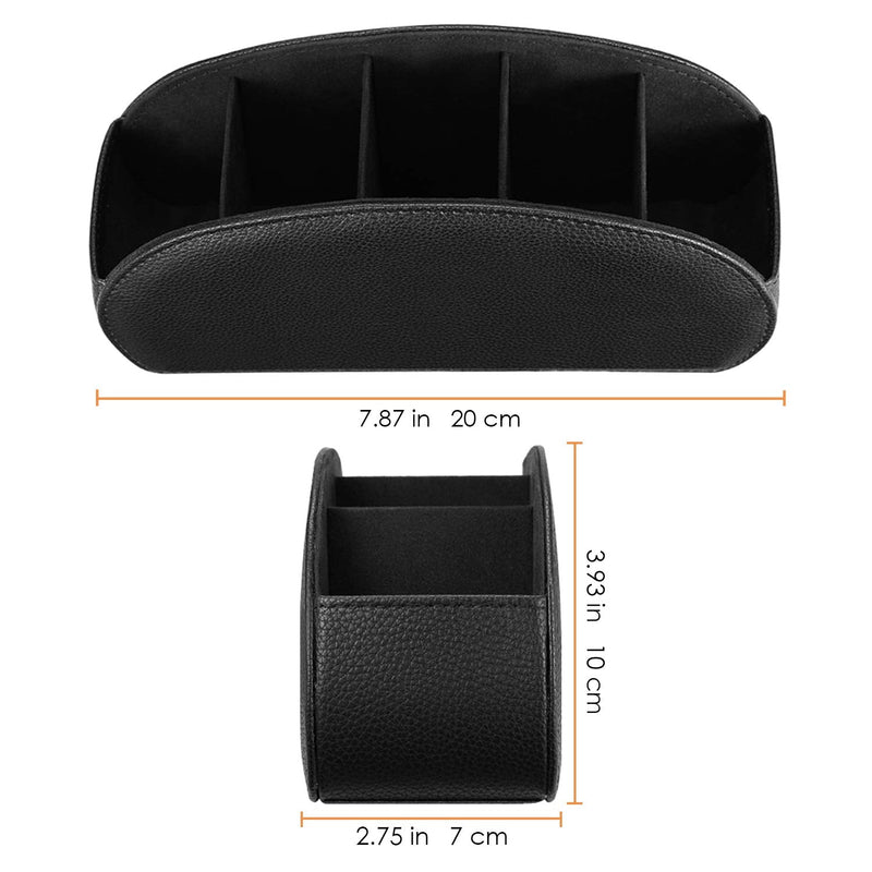 [Australia - AusPower] - Fintie Remote Control Holder, Vegan Leather TV Remote Caddy Desktop Organizer 5 Compartments Fits TV Remotes, Media Controllers, Office Supplies, Makeup Brush, Black 