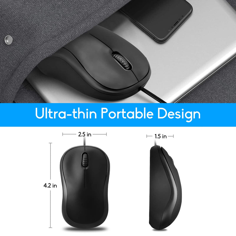 [Australia - AusPower] - Wired Mouse, USB Wired Computer Mouse, 1600DPI 3-Button Ergonomic Mice, Home and Office Mouse for Laptop PC Desktop Notebook - Black black02 