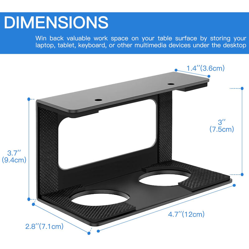 [Australia - AusPower] - Under Desk Laptop Mount, Teridokor 3Pcs Under Desk Shelf Bracket with Rubber Pad Compatible with Device Tall Maximum 3 Inch, Stainless Steel Under Desk Laptop Holder Tray for Laptop MacBook PS4 & More 