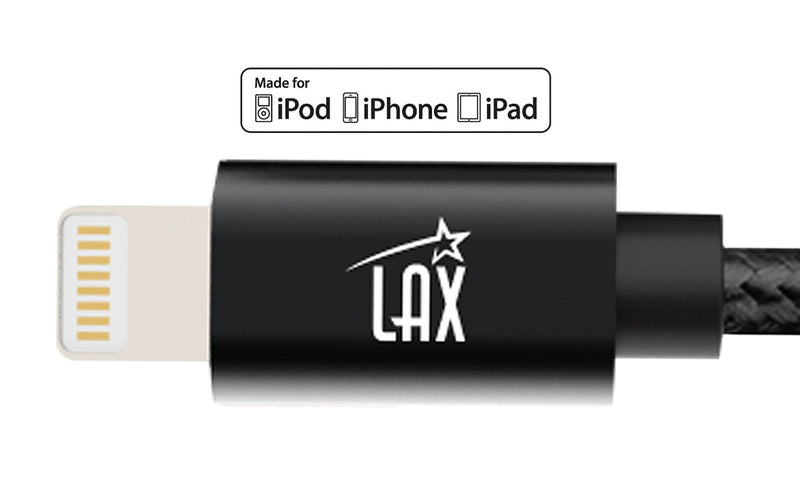 [Australia - AusPower] - LAX iPhone Charger Lightning Cable - MFi Certified Durable Braided Apple Lightning USB Cord for iPhone 11/11 Pro Max/XS Max/X/iPad, iPod & More Black 10 Feet 