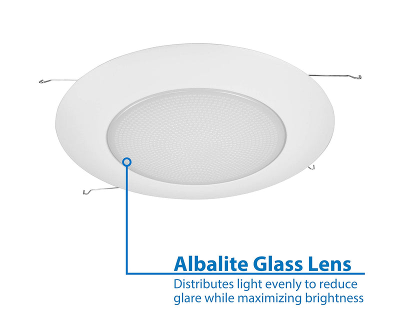[Australia - AusPower] - NICOR Lighting 6 inch White Recessed Shower Trim with Albalite Lens (17505) 