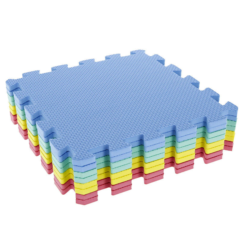 [Australia - AusPower] - Foam Mat Floor Tiles, Interlocking EVA Foam Padding by Stalwart Â– Soft Flooring for Exercising, Yoga, Camping, Kids, Babies, Playroom Â– 8 Piece Set, Multi-Color, 12.4" X 12.4" X 0.375" (80-32321) 