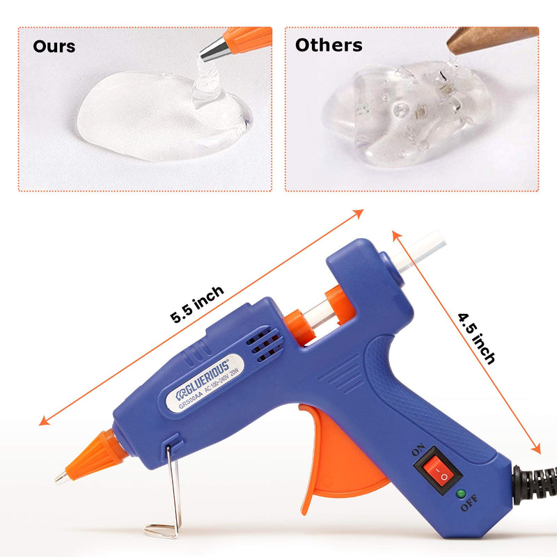[Australia - AusPower] - Gluerious Mini Hot Glue Gun with 30 Glue Sticks for Crafts School DIY Arts Home Quick Repairs, 20W, Blue 