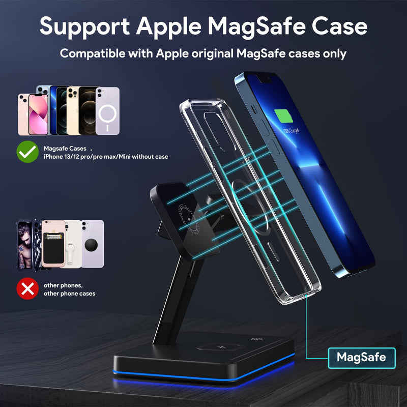 [Australia - AusPower] - Wireless Charger for MagSafe, 3 in 1 Magnetic Wireless Charging Stand for iPhone 13 Pro Max/13 Pro/13/13 Mini, 12 Pro Max/12 Pro/12/12 Mini, iWatch 6/SE/5/4/3/2, Airpods 3/2/Pro 