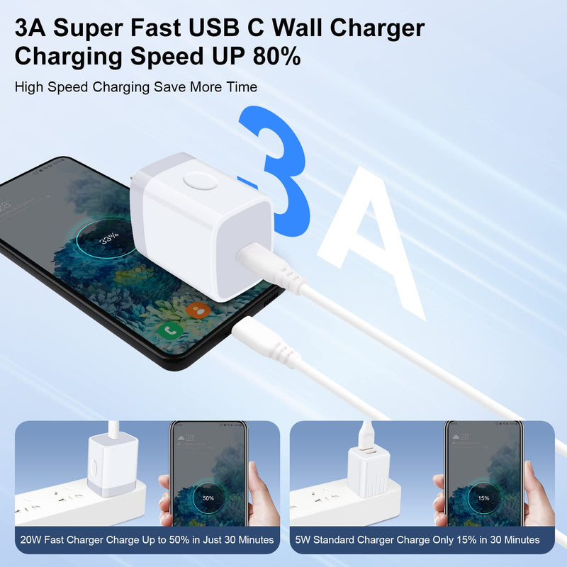 [Australia - AusPower] - USB C Box Samsung Fast Charger Block for Samsung Galaxy A14 5G/A54/A53 5G/A13/A23/A03S/A04S/A24/A34/A42/A33/S23 Ultra/S22/S21/S20 FE/Z Fold 4,iPhone 14 13 12 Pro Max/11/SE/XR/X,20W Type C Wall Charger 