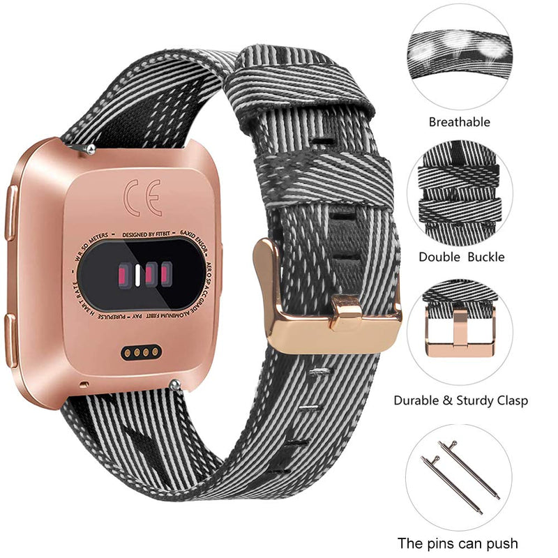 [Australia - AusPower] - RIOROO Compatible with Fitbit Versa Bands/Versa 2/Versa Lite Strap for Women Men, Breathable Woven Fabric Sport Straps, Adjustable Replacement Wristbands for Smart Watch 