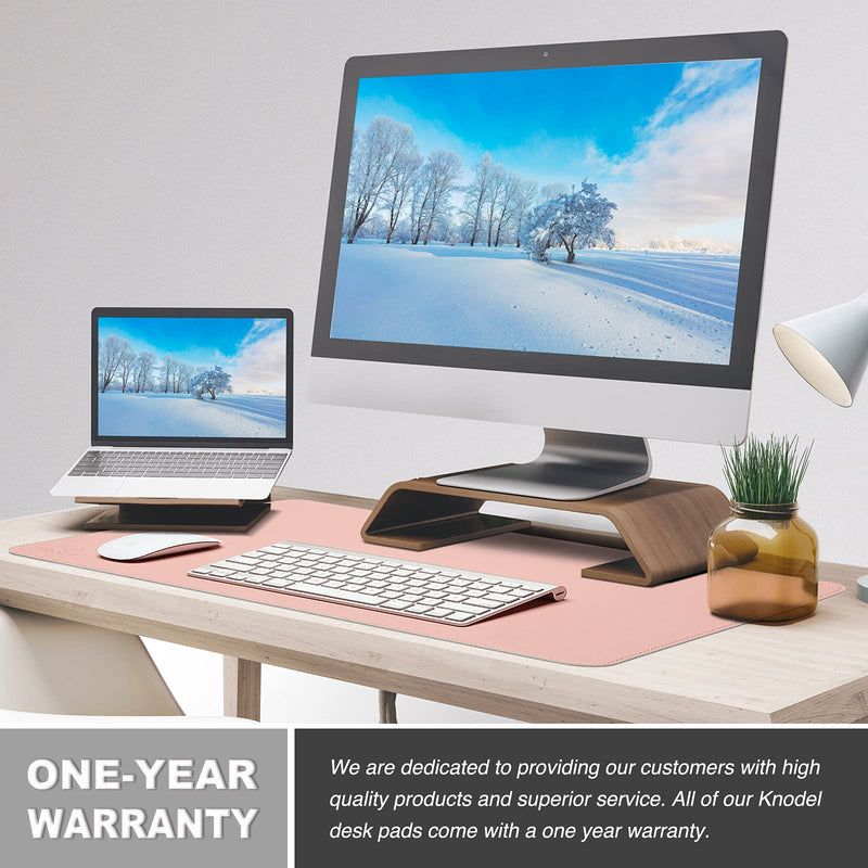 [Australia - AusPower] - Knodel Desk Mat, Dual-Sided Office Desk Pad, Mouse Pad, Waterproof Desk Mat for Desktop, Desk Pads & Blotters, PU Leather Desk Pad Protector (31.5" x 15.7", Pink) Pink/Silver 31.5" x 15.7" 