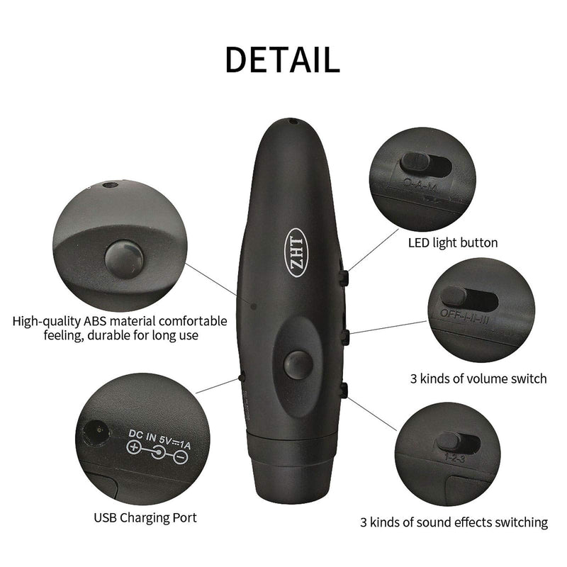[Australia - AusPower] - ZHT Electronic Whistles for Referees with USB Charging, 3 Tone High Volume Emergency Whistle for Referee Coaches Teacher, Outdoor Camping Hiking Boating Safety Whistles with Lanyard Black 