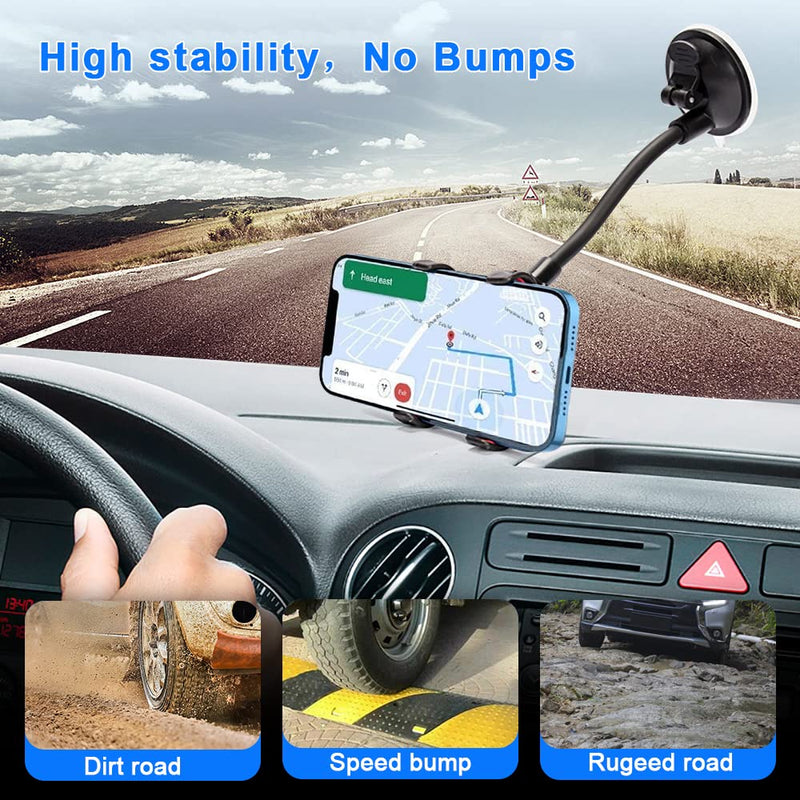 [Australia - AusPower] - Car Phone Holder Mount Cell Phone Stand Windshield Dashboard Car Mount 360 Rotation For iPhone 13 12 11 Pro Max XS X XR 8 SE, Samsung Galaxy S20+Ultra S10 Note 10 Plus Mobile Android Smartphones Black [UPDATE VERSION] Black 